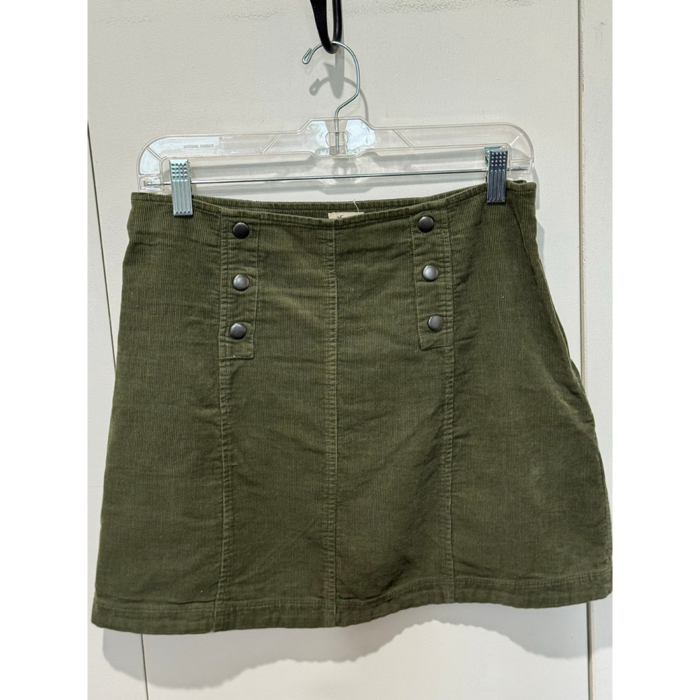 Hollister Green Corduroy Mini Skirt 100% Cotton